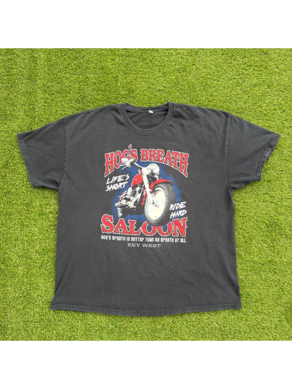 Hogs Breath Saloon Key West Biker Tee Mens XL Black Motorcycle Graphic Y2K